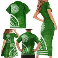 Liahona High School Family Matching Short Sleeve Bodycon Dress and Hawaiian Shirt Ngatu and Polynesian Pattern