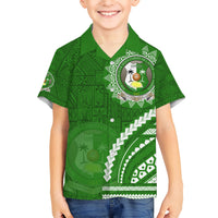 Liahona High School Kid Hawaiian Shirt Ngatu and Polynesian Pattern LT03 Kid Green - Polynesian Pride