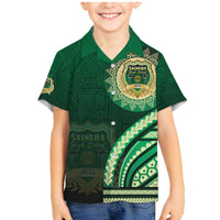 Saineha High School Family Matching Mermaid Dress and Hawaiian Shirt Ngatu and Polynesian Pattern LT03 Son's Shirt Green - Polynesian Pride