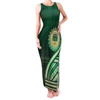 Saineha High School Family Matching Tank Maxi Dress and Hawaiian Shirt Ngatu and Polynesian Pattern LT03 Mom's Dress Green - Polynesian Pride