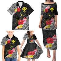 Aloha Hawaii Hibiscus and Plumeria Flowers Family Matching Puletasi and Hawaiian Shirt Kanaka Maoli Tattoo Polynesian Pattern LT03 - Polynesian Pride