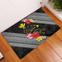 Aloha Hawaii Hibiscus and Plumeria Flowers Rubber Doormat Kanaka Maoli Tattoo Polynesian Pattern LT03 - Polynesian Pride