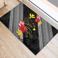 Aloha Hawaii Hibiscus and Plumeria Flowers Rubber Doormat Kanaka Maoli Tattoo Polynesian Pattern LT03 - Polynesian Pride
