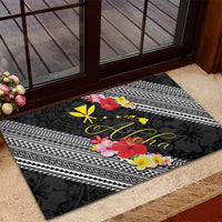 Aloha Hawaii Hibiscus and Plumeria Flowers Rubber Doormat Kanaka Maoli Tattoo Polynesian Pattern LT03 - Polynesian Pride