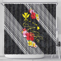 Aloha Hawaii Hibiscus and Plumeria Flowers Shower Curtain Kanaka Maoli Tattoo Polynesian Pattern LT03 - Polynesian Pride