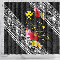 Aloha Hawaii Hibiscus and Plumeria Flowers Shower Curtain Kanaka Maoli Tattoo Polynesian Pattern LT03 - Polynesian Pride