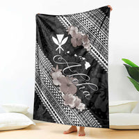 Aloha Hawaii Hibiscus and Plumeria Flowers Blanket Kanaka Maoli Tattoo Polynesian Pattern Gray Color LT03 - Polynesian Pride