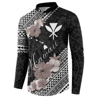 Aloha Hawaii Hibiscus and Plumeria Flowers Button Sweatshirt Kanaka Maoli Tattoo Polynesian Pattern Gray Color LT03 - Polynesian Pride