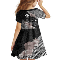 Aloha Hawaii Hibiscus and Plumeria Flowers Family Matching Puletasi and Hawaiian Shirt Kanaka Maoli Tattoo Polynesian Pattern Gray Color LT03 - Polynesian Pride