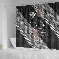 Aloha Hawaii Hibiscus and Plumeria Flowers Shower Curtain Kanaka Maoli Tattoo Polynesian Pattern Gray Color LT03 - Polynesian Pride