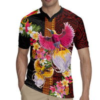 Papua New Guinea Birds and Frangipani Rugby Jersey Melanesian Art Tattoos - Polynesian Pride