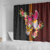 Papua New Guinea Birds and Frangipani Shower Curtain Melanesian Art Tattoos LT03 - Polynesian Pride
