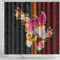 Papua New Guinea Birds and Frangipani Shower Curtain Melanesian Art Tattoos LT03 - Polynesian Pride