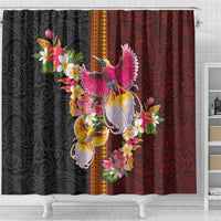 Papua New Guinea Birds and Frangipani Shower Curtain Melanesian Art Tattoos LT03 - Polynesian Pride