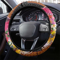 Papua New Guinea Birds and Frangipani Steering Wheel Cover Melanesian Art Tattoos - Polynesian Pride
