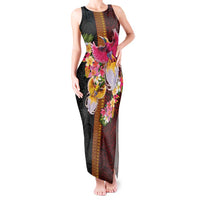 Papua New Guinea Birds and Frangipani Tank Maxi Dress Melanesian Art Tattoos - Polynesian Pride