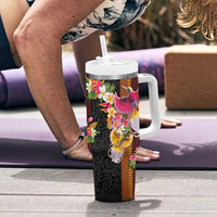 Papua New Guinea Birds and Frangipani Tumbler With Handle Melanesian Art Tattoos LT03 - Polynesian Pride