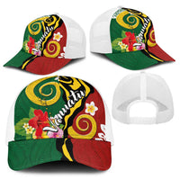 Melanesian Vanuatu Tribal Boar Tusk Baseball Net Cap Tropical Plants and Namele Motifs - Polynesian Pride