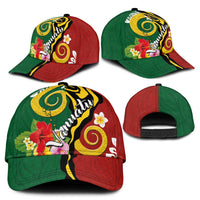 Melanesian Vanuatu Tribal Boar Tusk Classic Cap Tropical Plants and Namele Motifs - Polynesian Pride