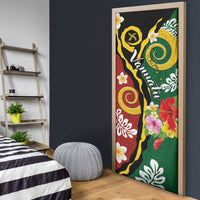 Melanesian Vanuatu Tribal Boar Tusk Door Cover Tropical Plants and Namele Motifs - Polynesian Pride