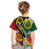 Melanesian Vanuatu Tribal Boar Tusk Kid T Shirt Tropical Plants and Namele Motifs - Polynesian Pride