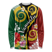 Melanesian Vanuatu Tribal Boar Tusk Long Sleeve Shirt Tropical Plants and Namele Motifs - Polynesian Pride