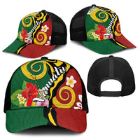 Melanesian Vanuatu Tribal Boar Tusk Mesh Trucker Cap Tropical Plants and Namele Motifs - Polynesian Pride