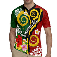 Melanesian Vanuatu Tribal Boar Tusk Rugby Jersey Tropical Plants and Namele Motifs - Polynesian Pride