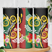 Melanesian Vanuatu Tribal Boar Tusk Skinny Tumbler Tropical Plants and Namele Motifs - Polynesian Pride