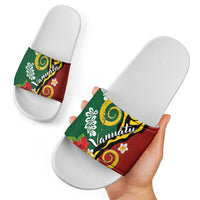 Melanesian Vanuatu Tribal Boar Tusk Slide Sandals Tropical Plants and Namele Motifs - Polynesian Pride