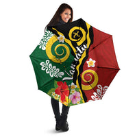 Melanesian Vanuatu Tribal Boar Tusk Umbrella Tropical Plants and Namele Motifs - Polynesian Pride