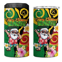 Vanuatu Christmas 4 in 1 Can Cooler Tumbler Funny Santa with Namele and Boar Tusk Tribal - Polynesian Pride