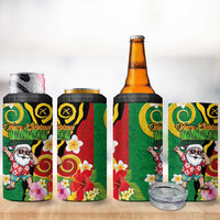 Vanuatu Christmas 4 in 1 Can Cooler Tumbler Funny Santa with Namele and Boar Tusk Tribal - Polynesian Pride