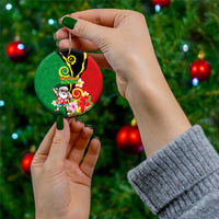 Vanuatu Christmas Ceramic Ornament Funny Santa with Namele and Boar Tusk Tribal - Polynesian Pride
