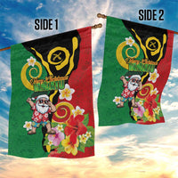 Vanuatu Christmas Garden Flag Funny Santa with Namele and Boar Tusk Tribal - Polynesian Pride