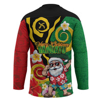 Vanuatu Christmas Hockey Jersey Funny Santa with Namele and Boar Tusk Tribal - Polynesian Pride