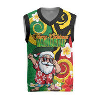 Vanuatu Christmas Knitted V-Neck Vest Funny Santa with Namele and Boar Tusk Tribal LT03 Green - Polynesian Pride