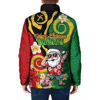 Vanuatu Christmas Padded Jacket Funny Santa with Namele and Boar Tusk Tribal - Polynesian Pride