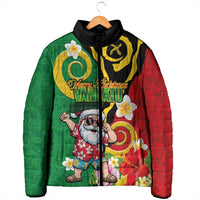 Vanuatu Christmas Padded Jacket Funny Santa with Namele and Boar Tusk Tribal - Polynesian Pride