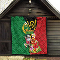 Vanuatu Christmas Quilt Funny Santa with Namele and Boar Tusk Tribal - Polynesian Pride