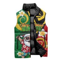 Vanuatu Christmas Sleeveless Puffer Jacket Funny Santa with Namele and Boar Tusk Tribal - Polynesian Pride