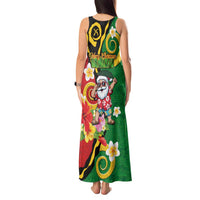 Vanuatu Christmas Tank Maxi Dress Funny Santa with Namele and Boar Tusk Tribal - Polynesian Pride