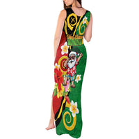 Vanuatu Christmas Tank Maxi Dress Funny Santa with Namele and Boar Tusk Tribal - Polynesian Pride