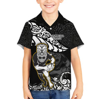 Custom New Zealand Rugby Kid Hawaiian Shirt Maori Warrior Rugby Silver Fern Tribal Pattern LT03 Kid Black - Polynesian Pride