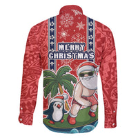 Hawaii Christmas Family Matching Short Sleeve Bodycon Dress and Hawaiian Shirt The Santa Surfing Hawaii Xmas Style LT03 - Polynesian Pride