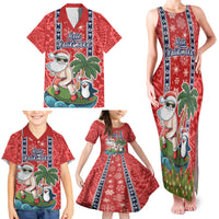 Hawaii Christmas Family Matching Tank Maxi Dress and Hawaiian Shirt The Santa Surfing Hawaii Xmas Style LT03 - Polynesian Pride