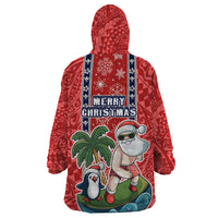 Hawaii Christmas Wearable Blanket Hoodie The Santa Surfing Hawaii Xmas Style LT03 - Polynesian Pride