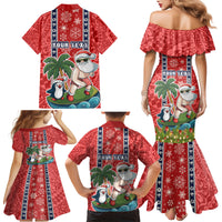 Custom Hawaii Christmas Family Matching Mermaid Dress and Hawaiian Shirt The Santa Surfing Hawaii Xmas Style LT03 - Polynesian Pride
