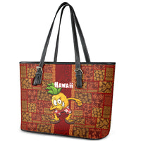 Hawaii Leather Tote Bag Aloha Funny Pineapple Mix Kakau Hawaiian Tribal LT03 - Polynesian Pride