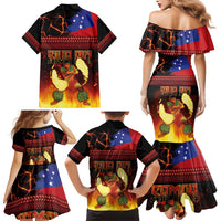 Samoan Siva Afi Family Matching Mermaid Dress and Hawaiian Shirt Tribal Performers of Samoan Fire Knife Dancing